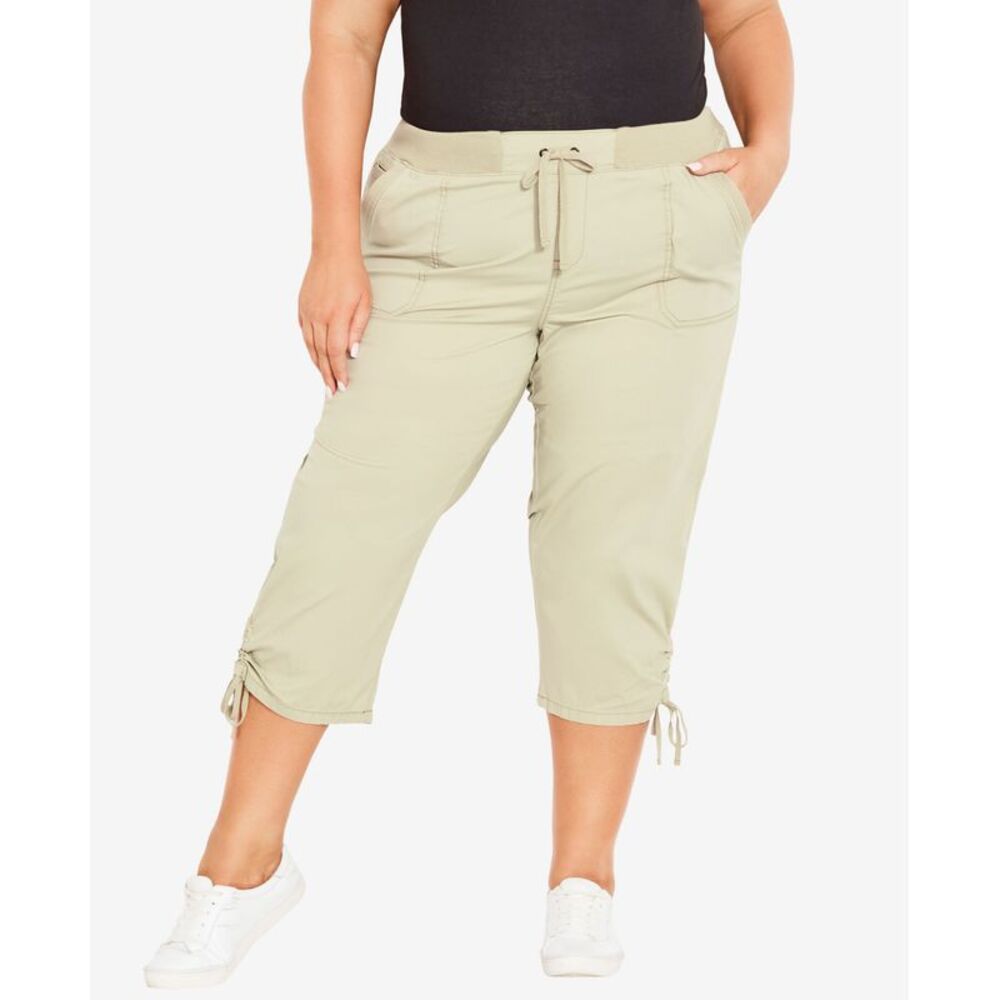 Avenue Plus Size Cotton Cinch Capri Pants